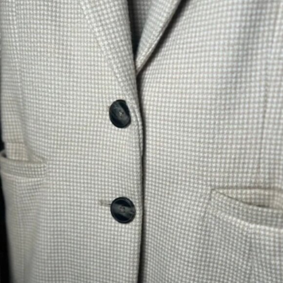 RW&Co Fitted Long Print Coat with Tailored Collar and Pockets - Size XL in Cream - Picture 2 of 9